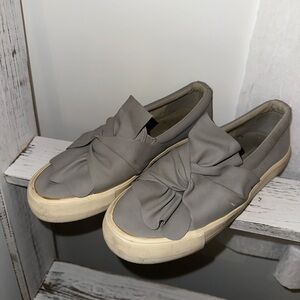 Gray Women's Slip-On Shoes with Bow Detail